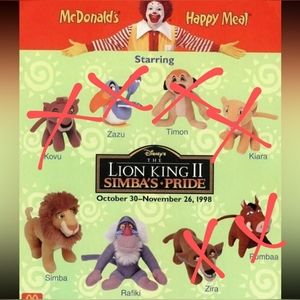 3 Vintage Lion King Toys Made for McDonald's 1998 and 2003